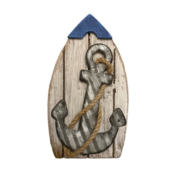 SET OF 5 - BEACH LIFE DECOR (Distressed Wood, Metal and Rope) - Picture 7 of 9